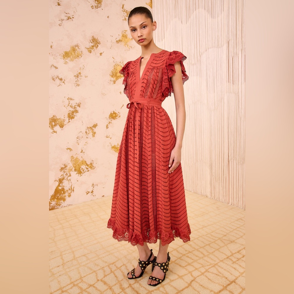 Ulla Johnson Olga Flutter Sleeve Midi Dress, Sizr 6, $499 - Picture 3 of 12